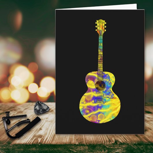 Psychedelisches Art Acoustic Guitar Musical Instru Karte