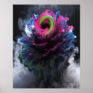 Psychedelisches aufblühendes Design-Wandposter Poster