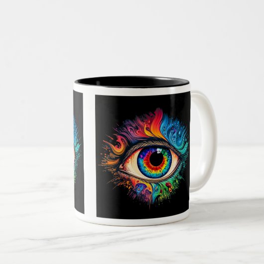 Psychedelisches Auge Zwei-Tonen-Tasse, 11 oz Zweifarbige Tasse (VorderseiteRechts)