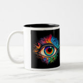 Psychedelisches Auge Zwei-Tonen-Tasse, 11 oz Zweifarbige Tasse (Links)