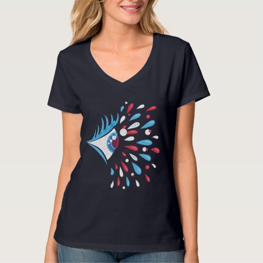 Psychedelisches Augen-helles buntes Spritzen T-Shirt (Vorderseite)