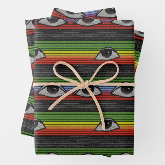 Psychedelisches Augenmuster Geschenkpapier Set (Beispiel)