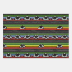 Psychedelisches Augenmuster Geschenkpapier Set