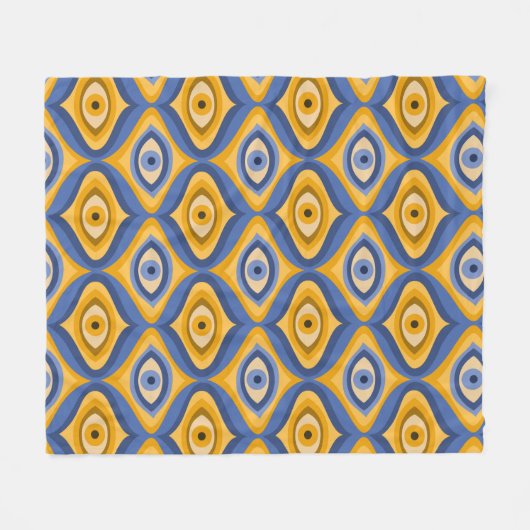 Psychedelisches Augenmuster Indigo Fleecedecke (Vorderseite (Horizontal))
