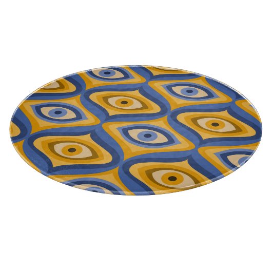 Psychedelisches Augenmuster Indigo Schneidebrett (Ecke)