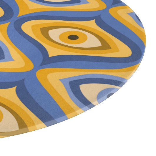 Psychedelisches Augenmuster Indigo Schneidebrett (Ecke)