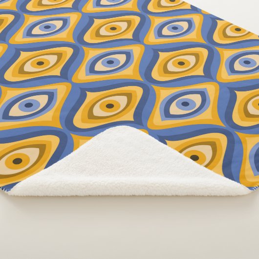 Psychedelisches Augenmuster Indigo Sherpadecke (3/4)