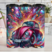 Psychedelisches Auto in einer Explosion der Farbe Thermosbecher