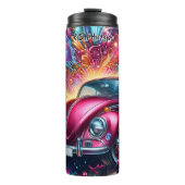 Psychedelisches Auto in einer Explosion der Farbe Thermosbecher (Vorderseite)
