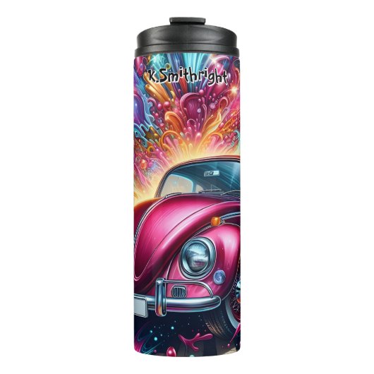 Psychedelisches Auto in einer Explosion der Farbe Thermosbecher (Vorderseite)