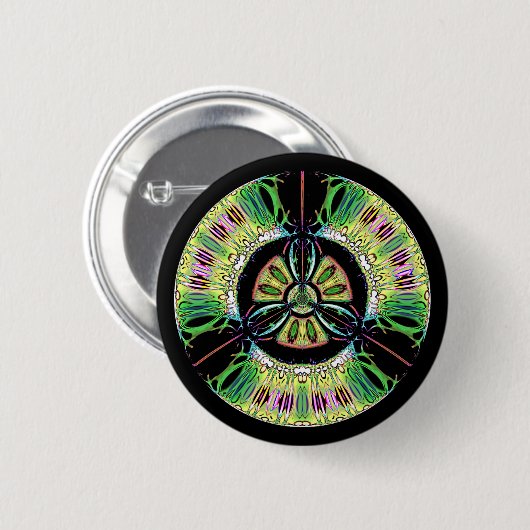 Psychedelisches Bio-Hazard-Symbol (oder was auch i Button (Vorne & Hinten)