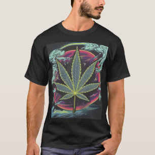 Psychedelisches Blatt T-Shirt Neon Streetwear T-