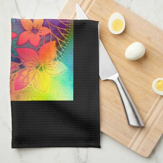 Psychedelisches Blumen Küchentuch (Viertel Falte)