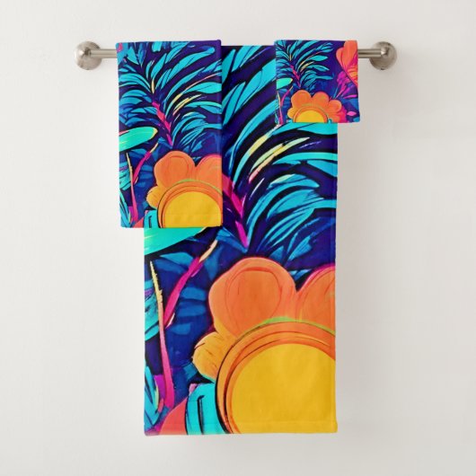 Psychedelisches Blumenband Badhandtuch Set (Insitu)
