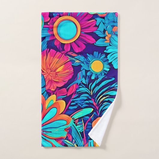 Psychedelisches Blumenband Badhandtuch Set (Handtuch)
