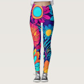 Psychedelisches Blumenband Leggings (Vorderseite)