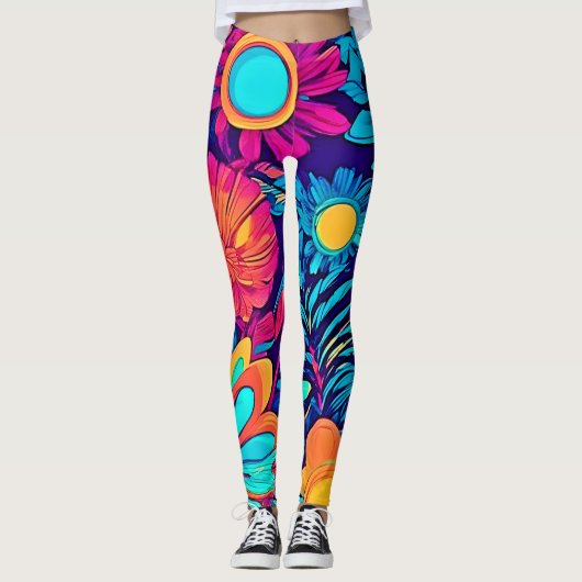 Psychedelisches Blumenband Leggings (Vorderseite)