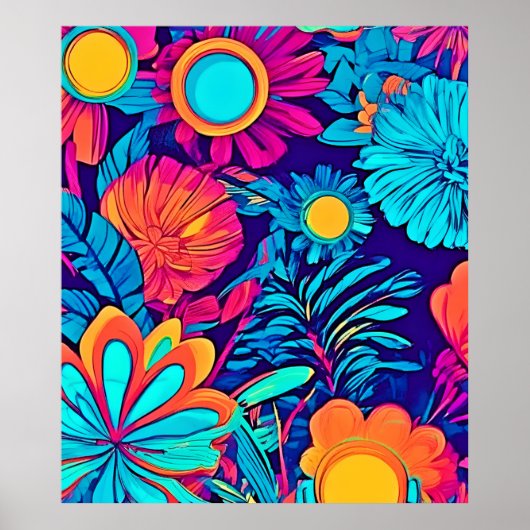 Psychedelisches Blumenband Poster (Vorne)