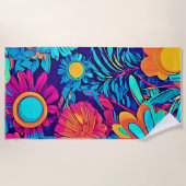 Psychedelisches Blumenband Strandtuch (Vorderseite)