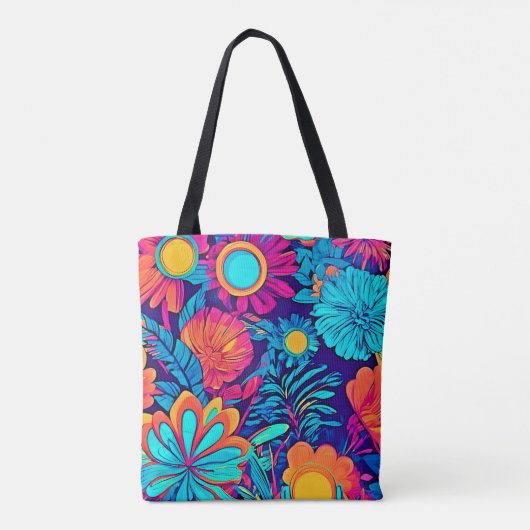 Psychedelisches Blumenband Tasche (Rückseite)