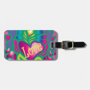 Psychedelisches Blumenherz Gepäckanhänger