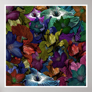 Psychedelisches Blumenplakat Poster