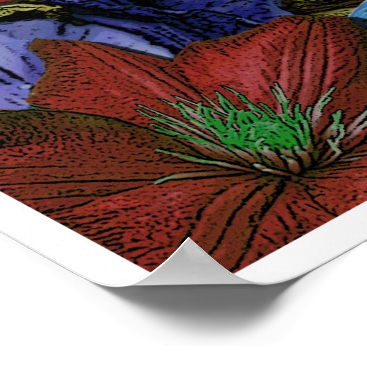 Psychedelisches Blumenposter Poster (Ecke)