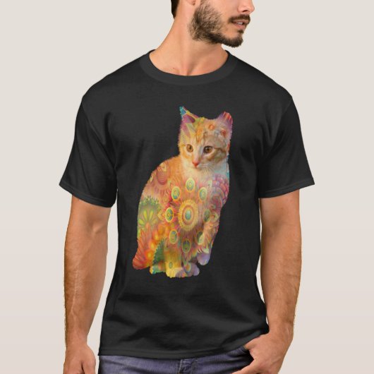 Psychedelisches Cat-Shirt, Gefärbte Krawatte Cat S T-Shirt (Vorderseite)