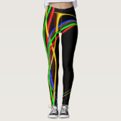 Psychedelisches cooles Fraktal-Neonglühen abstrakt Leggings (Vorderseite)