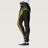 Psychedelisches cooles Fraktal-Neonglühen abstrakt Leggings (Links)