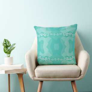 Psychedelisches Daisy Chain Patchwork - Aquamarin Kissen