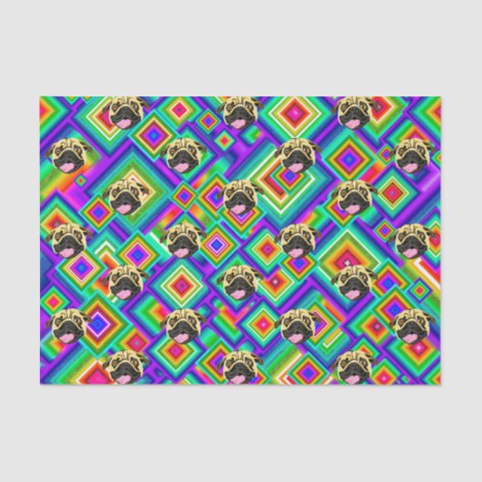 Psychedelisches Dog Face Tissue Paper Seidenpapier (Vorderseite)