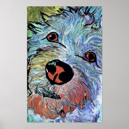 Psychedelisches farbenfrohes Westie-Hundekunstport Poster