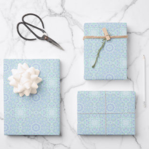 Psychedelisches Farbige Pastell Ornament Hippie-Ma Geschenkpapier Set