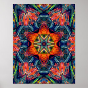Psychedelisches, farbiges Kaleidoskop-Muster Poster