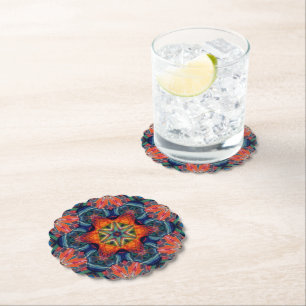 Psychedelisches, farbiges Kaleidoskop-Muster Untersetzer