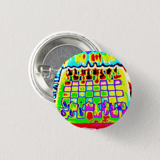 psychedelisches Farbschachbrett-Button Button (Vorne & Hinten)
