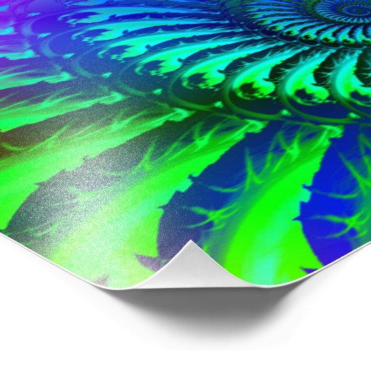 Psychedelisches Fraktal Blaues Muster Fotodruck (Ecke)