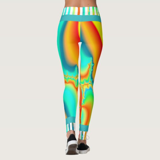 Psychedelisches Fraktal farbenfroh modern Leggings (Rückseite)