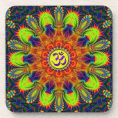 Psychedelisches Fraktal Kaleidoskop Om Set 6 Untersetzer (Vorderseite)