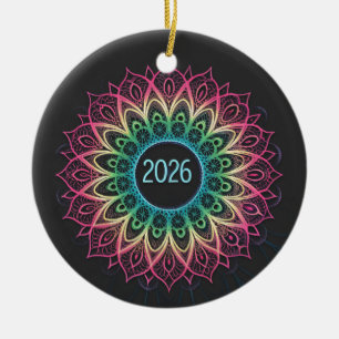 Psychedelisches Fraktal-Mandala 2026 Design mit Ne Keramik Ornament