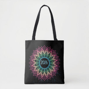 Psychedelisches Fraktal-Mandala 2026 Design mit Ne Tasche
