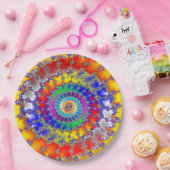 Psychedelisches Fraktal Pappteller (Party)