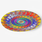Psychedelisches Fraktal Pappteller (Schrägansicht)