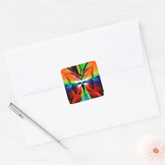 Psychedelisches Fraktal Quadratischer Aufkleber (Umschlag)