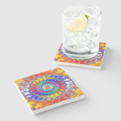 Psychedelisches Fraktal Steinuntersetzer (Seitenansicht)