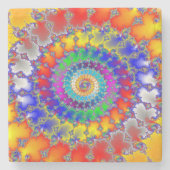 Psychedelisches Fraktal Steinuntersetzer (Vorderseite)