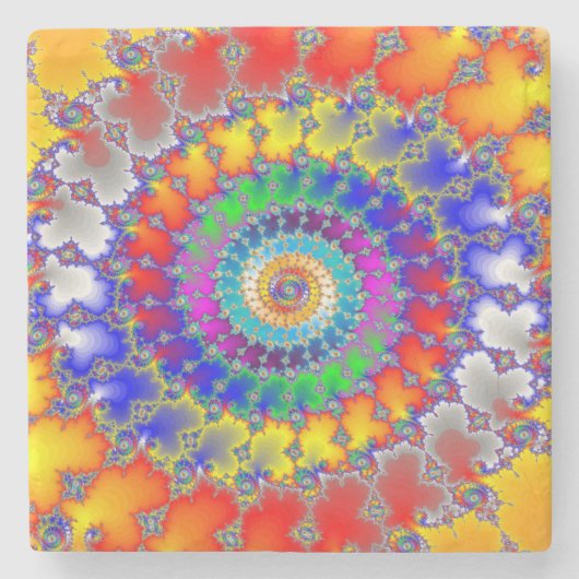 Psychedelisches Fraktal Steinuntersetzer (Vorderseite)