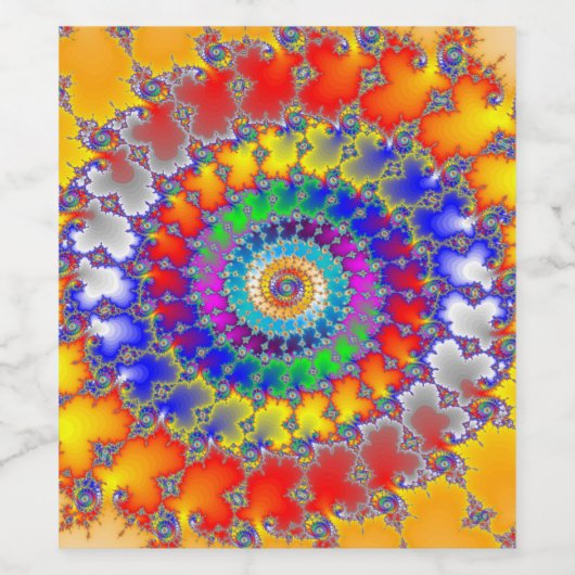 Psychedelisches Fraktal Weinetikett (Einzelnes Label)