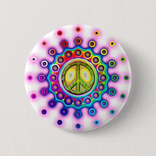 PSYCHEDELISCHES FRIEDENSzeichen Button (Vorderseite)